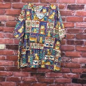 Cottonality cats scrub top. Size 2X